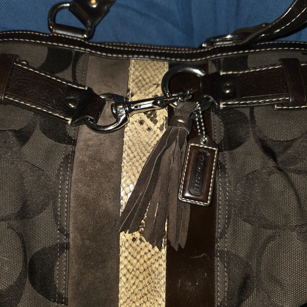 Coach Brown and Tan Signature Tote